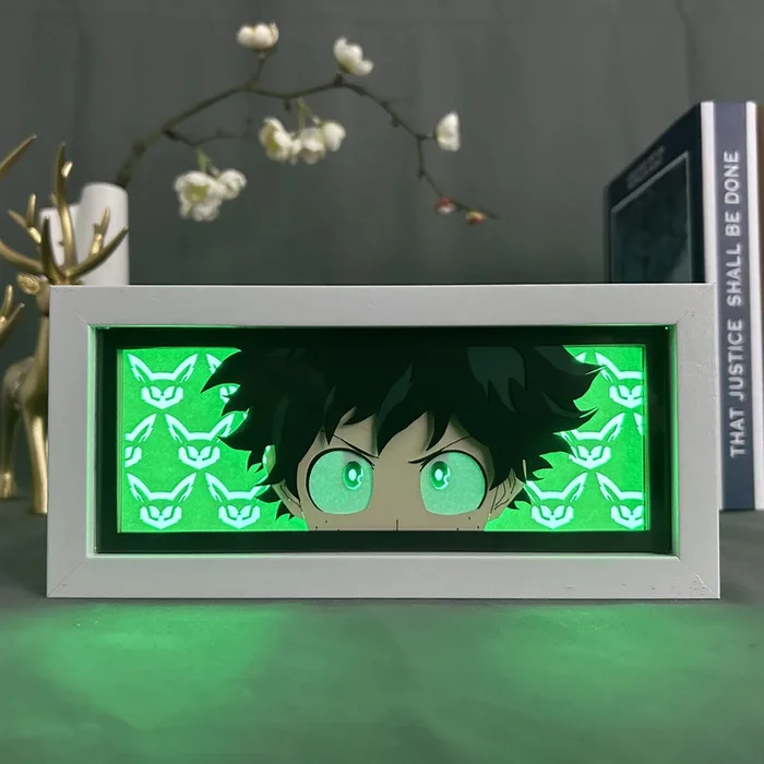My Hero Academia Anime Light Box-Izuku Midoriya (Deku) Efecto 3D, luz LED ajustable de 16 colores