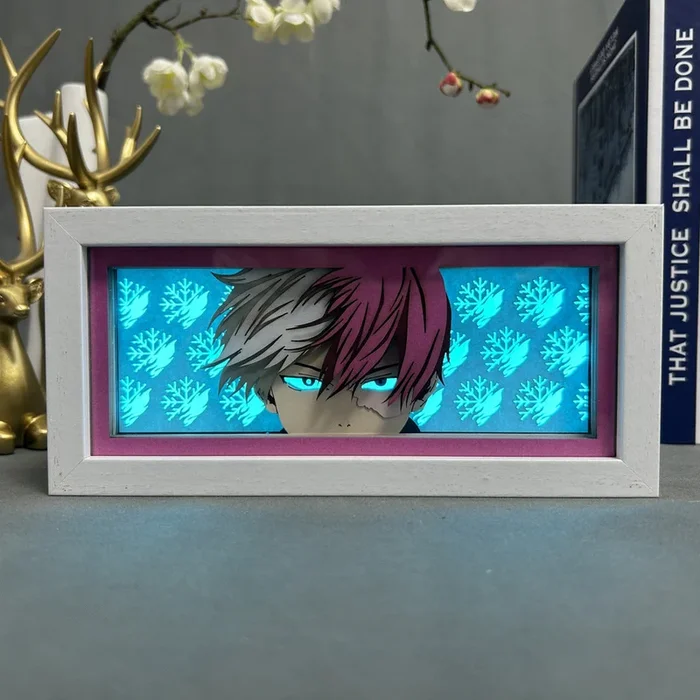 My Hero Academia Anime Light Box-Shoto Todoroki 3D Effect, Luz LED ajustable de 16 colores