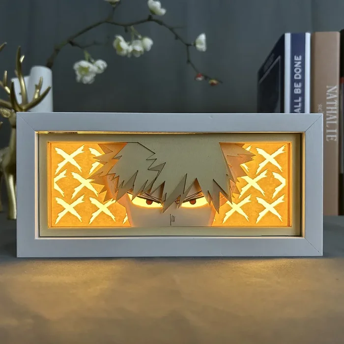 My Hero Academia Anime Light Box-تأثير Katsuki Bakugo 3D ، ضوء LED قابل للتعديل 16 بلون
