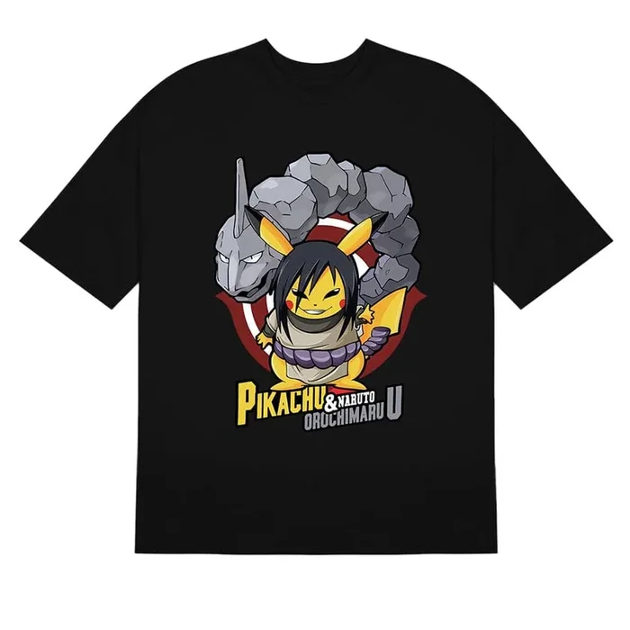 Naruto Shippuden Pikachu Orochimaru Crossover Camiseta gráfica – Apache de mashup de anime