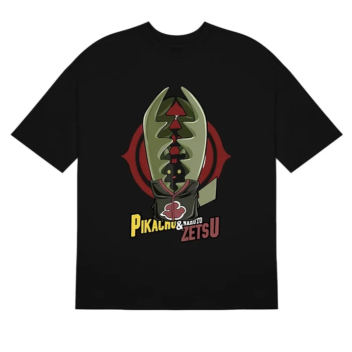 Naruto Shippuden Pikachu Zetsu Crossover-Grafik-T-Shirt – Anime-Mashup-Bekleidung