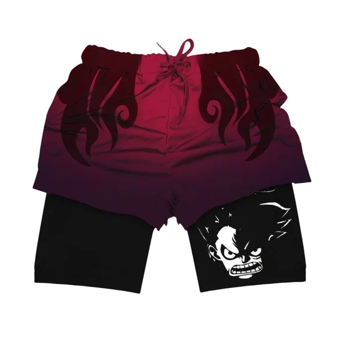 One Piece Gear Fourth Gym Shorts – Shorts Luffy Anime Workout للرجال والنساء | ملابس اللياقة عالية الأداء