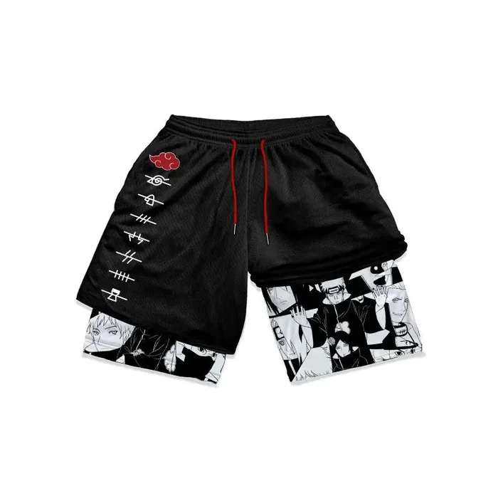 Pain Akatsuki Naruto Gym Shorts – Anime Workout Shorts for Men & Women | Ninja Symbol Manga Panel Fitness Apparel