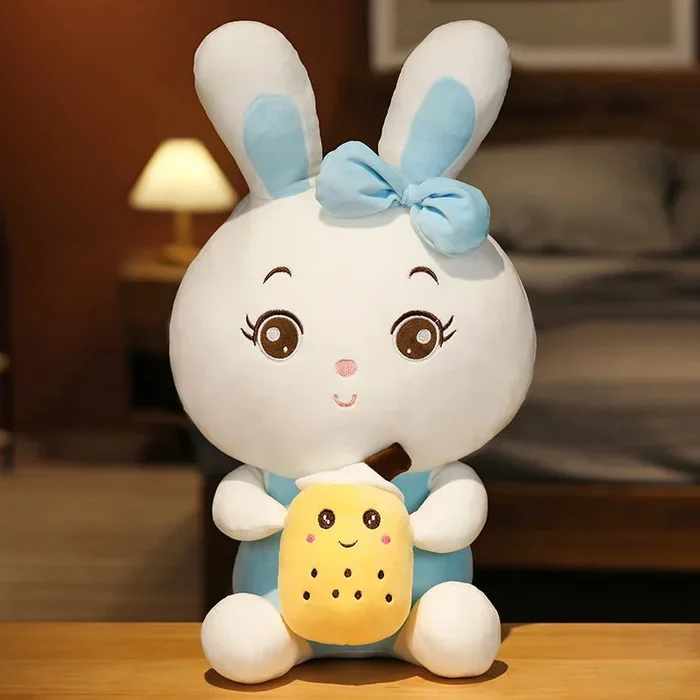 Peluche Lapin Kawaii Tenant un Boba