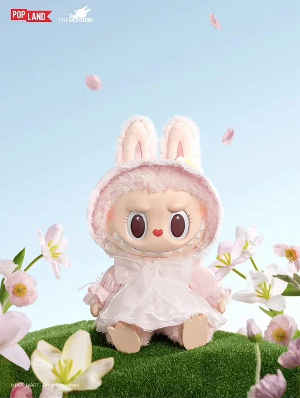?POPMART 더 몬스터스 라부부 모코코 봄으로 떨어지다 봄날의 고무 봉제 인형 38cm (한정판)