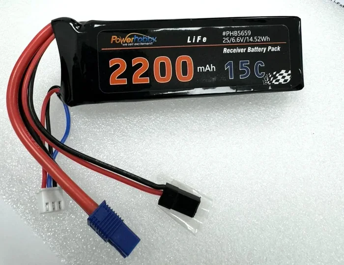 Power Hobby 6.6V 2200mAh 2S LiFe Receiver Battery Universal Receiver EC3 5659