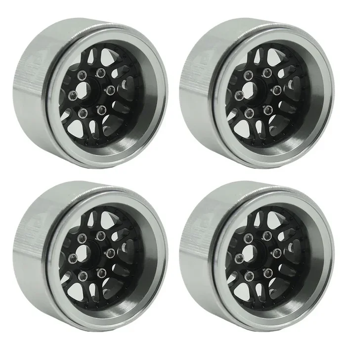 Powerhobby 1.9″ 10MM Offset Aluminum Wheels Black (4) 1/10 Crawler