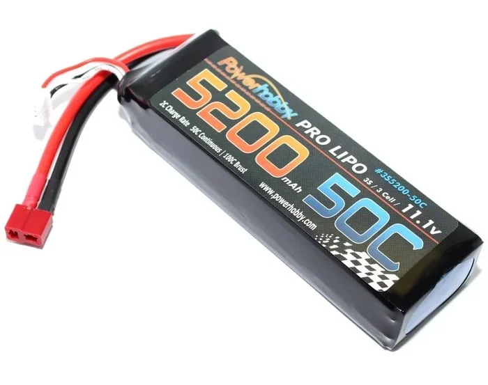 Powerhobby 5200mAh 11.1V 3S 50C LiPo Battery with Hardwired T-Plug
