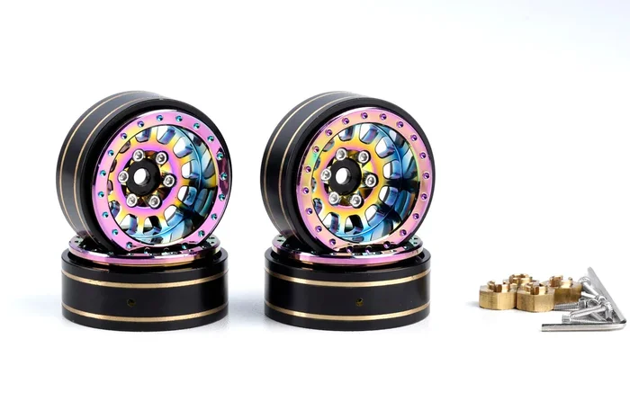Powerhobby Axial SCX24 1.0″ Titanium Brass Beadlock Crawler Wheels 1/24