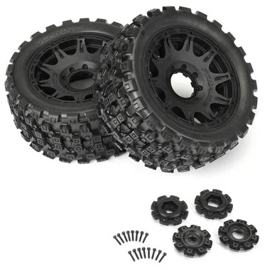 Pro-Line 1/6 Badlands MX57 F/R Tires MTD on Raid 8×48 24mm Hex Wheels BK (2)