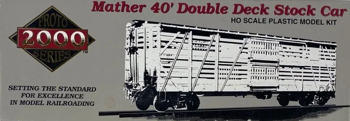 Proto 2000 433-21381 HO Scale 40′ Mather Double Deck Stock Car Kit CB&Q 50076 – NOS