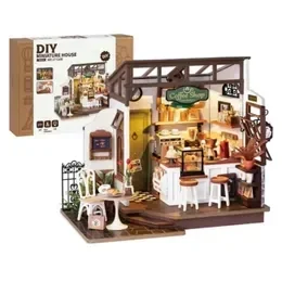 Puzzle in legno Kit casa delle bambole in miniatura con copertura antipolvere Assemblaggio fatto a mano Modello di costruzione della casa delle bambole Giocattoli per ragazze Regalo di compleanno L2510071CJI