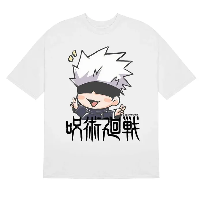 قميص Gojo Satoru Jujutsu Kaisen مع تصميم Chibi – ملابس أنيمي لطيف