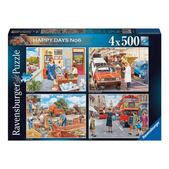 Ravensburger: Happy Days No.6 Work Day Memories 4x 500 Piece Jigsaw Puzzle