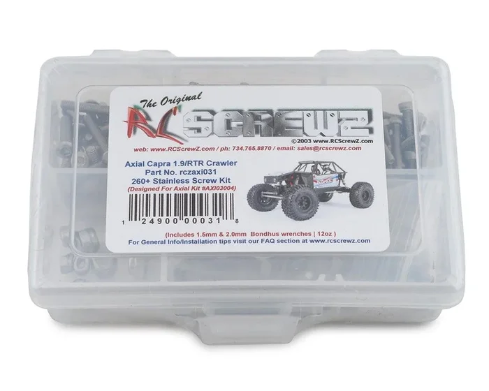 RC Screwz AXI031 Stainless Steel Screw Set for Axial Capra