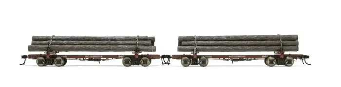 Rivarossi HO Scale HR6628 HO Scale Skeleton Log Car McCloud River 1205/1207 2 Pack