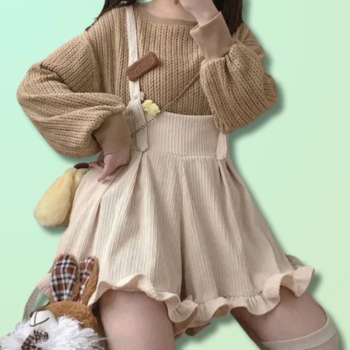 Salopette Short Kawaii Velours Côtelé