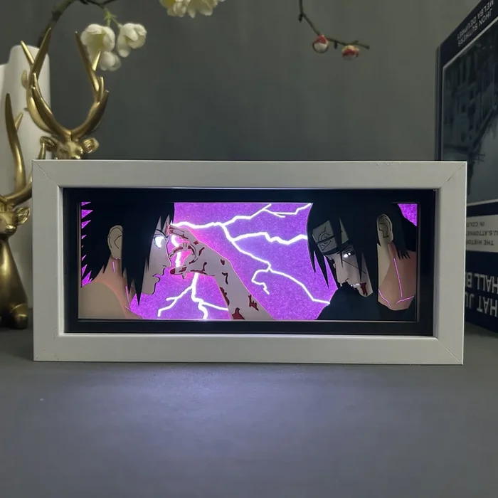 Sasuke vs Itachi LED LED Caixa – Naruto Shippuden 3D Anime Lamp