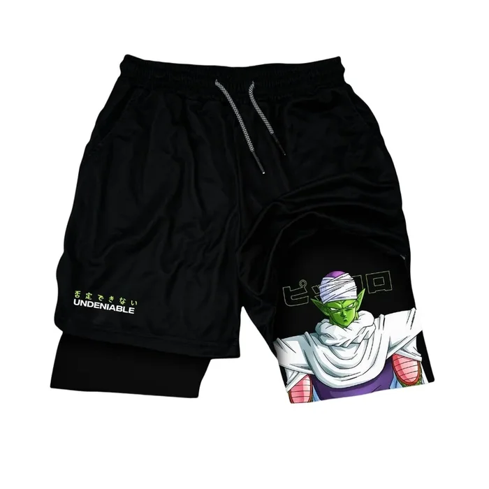 Shorts de ginástica do Piccolo Dragon Ball – shorts de treino de anime para homens e mulheres | Vestuário de fitness inegável com design de guerreiro Namekian