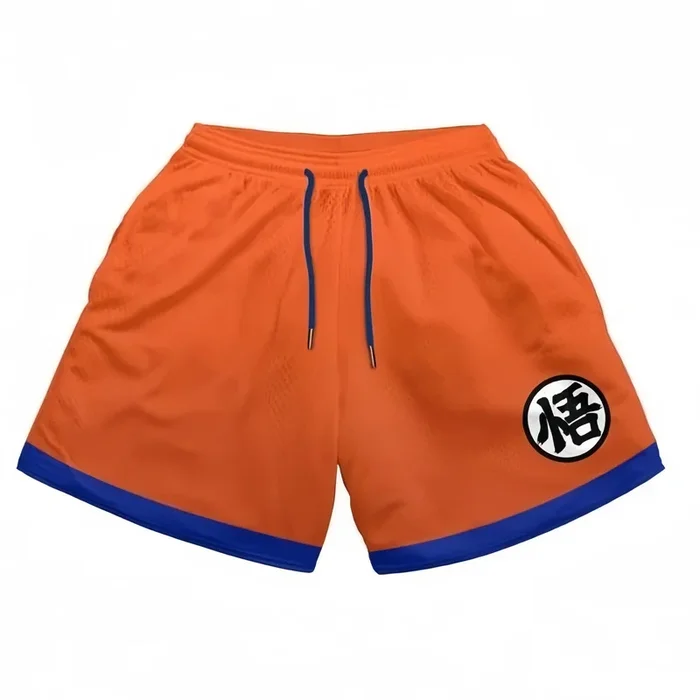 Shorts inspirados na bola de dragão-símbolo de símbolo Goku e shorts de treinamento azul