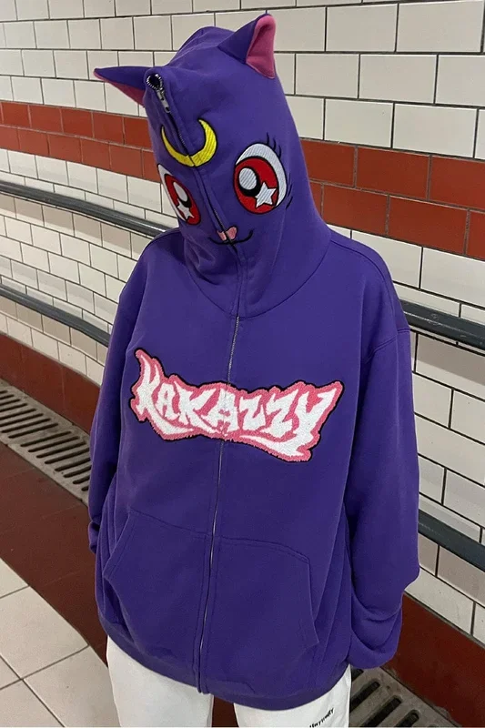水手月亮Luna Full Zip Hoodie |神奇動漫風格的角色扮演連帽衫