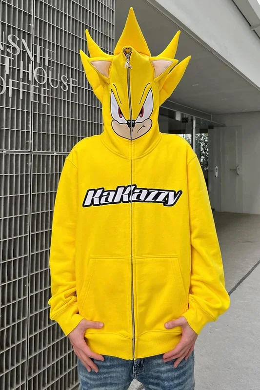 Super Sonic Full Zip Hoodie | Condemo de cosplay inspirado en el anime