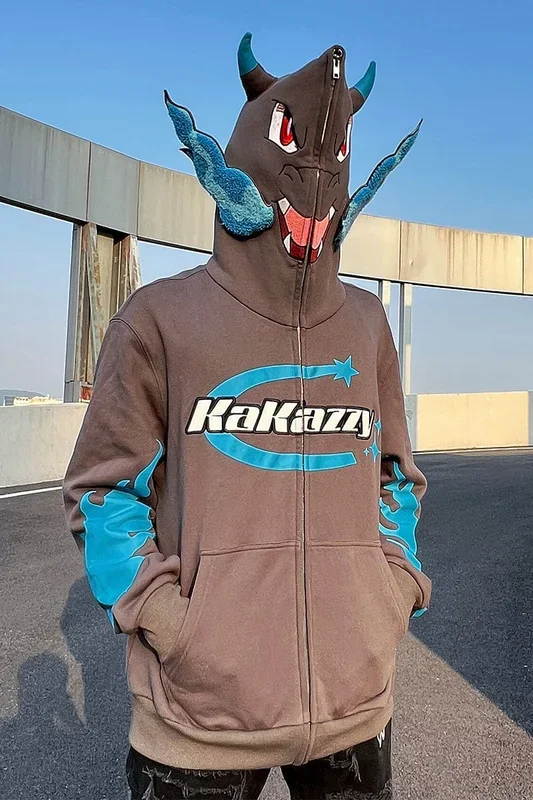 Sweat à capuche zippé complet Pokemon Charizard | Sweat à capuche cosplay inspiré de l’anime féroce
