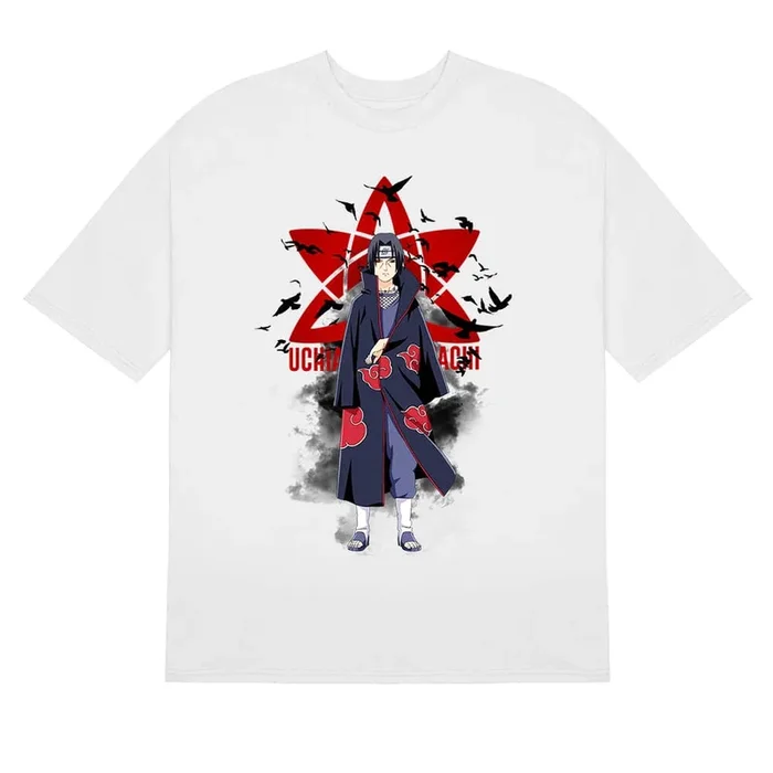 T-shirt Itachi Uchiwa | Vêtements Naruto Shippuden | Chemise Anime de haute qualité