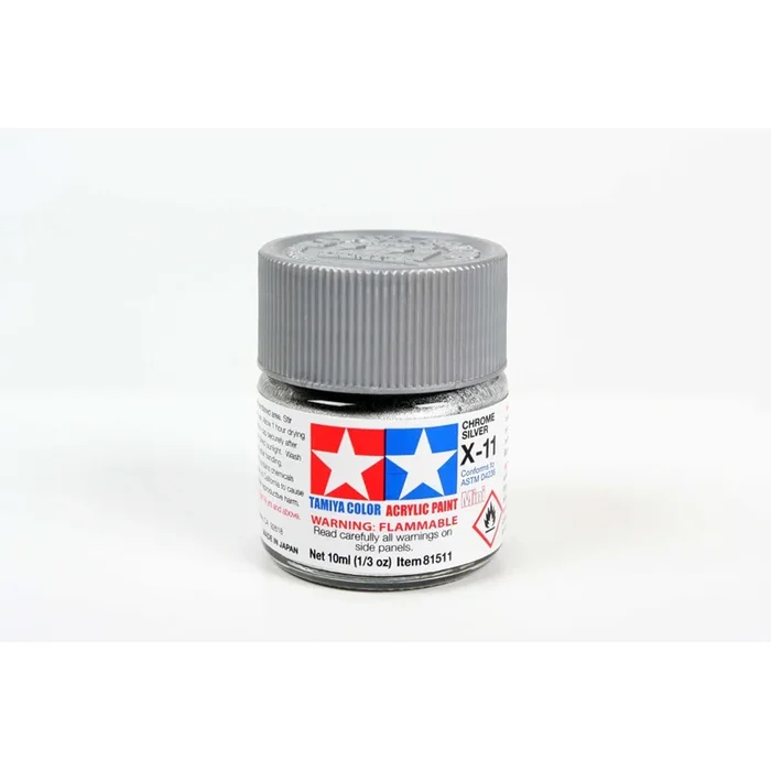 Tamiya TAM81511 Acrylic Mini X11, Chrome Silver