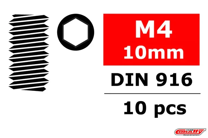 Team Corally – Steel Set Screws M4 x 10mm – Hex – 10 pcs