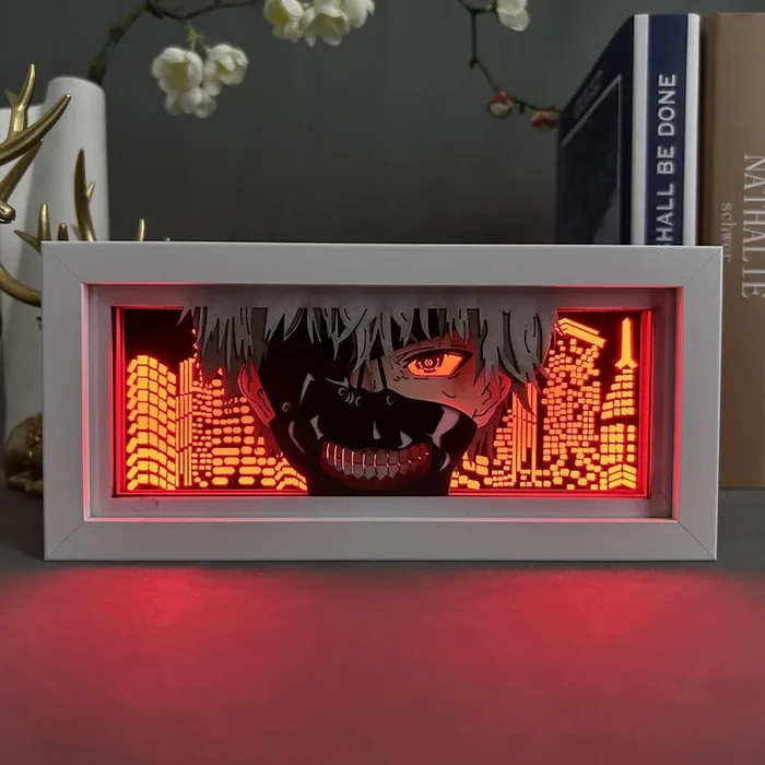 Tokyo Ghoul Anime Light Box-مصباح LED Kaneki Ken 3D مع آثار ديناميكية لتغيير الألوان