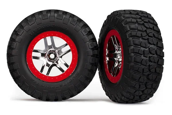 Traxxas 6873R BF Goodrich T/A KM2 S1 Tires and Wheels Red and Chrome 2WD Front 4×4 F&R