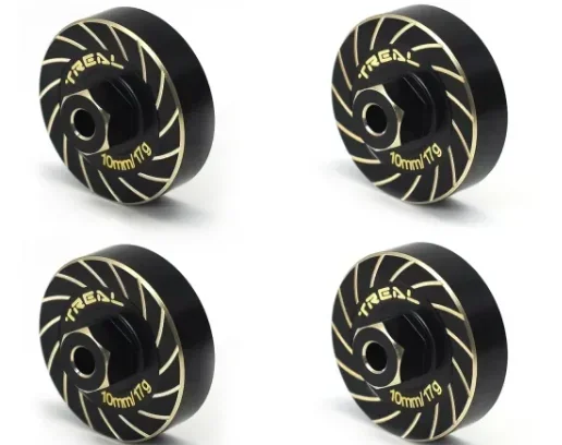 TREAL Brass Extended Wheel Hubs 7mm*10mm Hex, Axle Counter Weight 17g/pc (4pcs) Wheel Spacer for 1/18 TRX4M (Black)