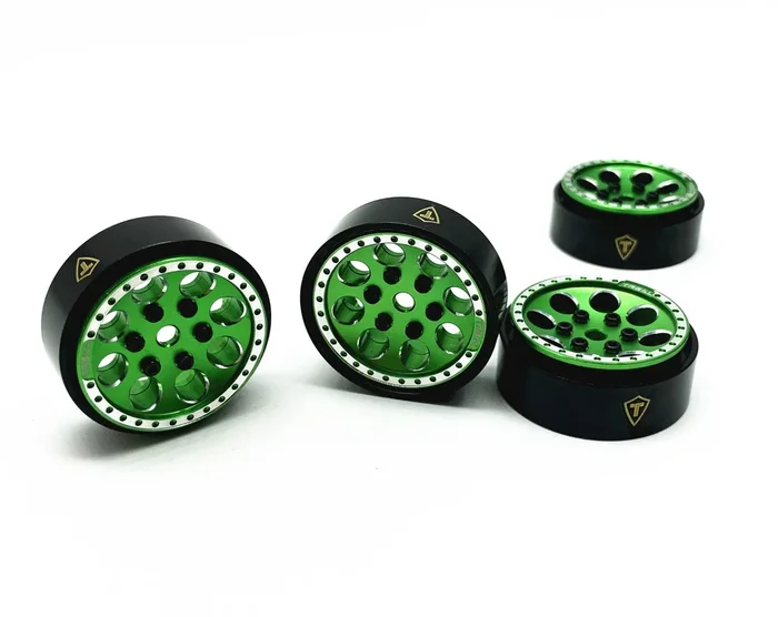 Treal Hobby (X002UCPQER 1.0″ Green Beadlock Wheels Brass Rings (22g) SCX24 and 1/24 Crawlers 4 Pack