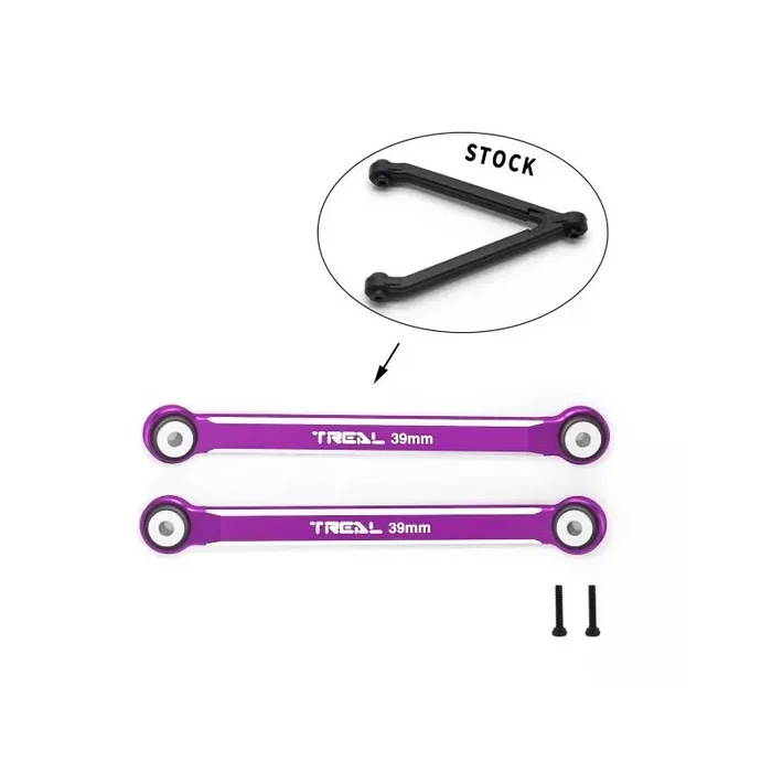 Treal Upper 2 Links 39mm Alu 7075 For Axial SCX24 C10 Bronco Gladiator 1/24 Scale Trucks (Purple)