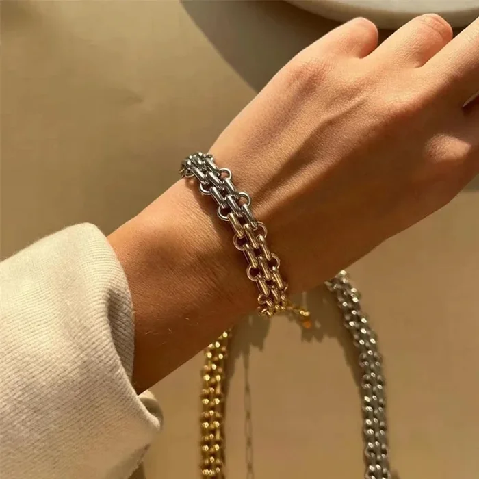 Two-Tone Chunky Chain Bracelet