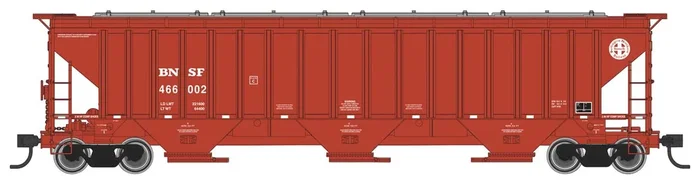 Walthers Mainline 910-49005 HO Scale 57′ Trinity 4750 3-Bay Covered Hopper BNSF 466002