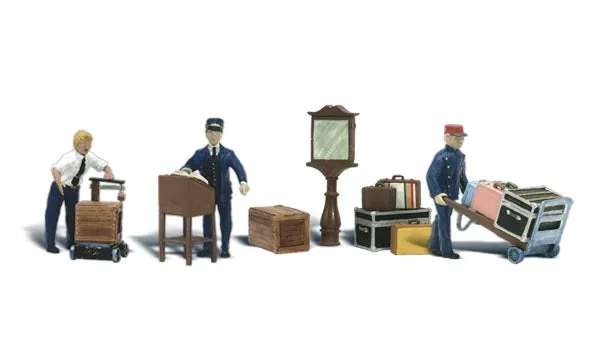 Woodland Scenics A1909 HO Scale Figures – Depot Workers & Accessories