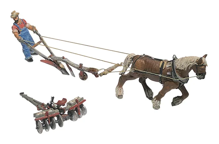 Woodland Scenics D210 HO Scale Scenic Details – Plow / Disc / Horse / Man